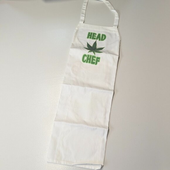 NWT "Head Chef" Apron White with Green Graphics and Silicone Candy/Ice Mold - Picture 5 of 13